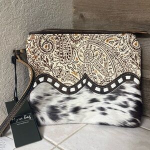 Myra Bag Paisley and Cowhide Clutch